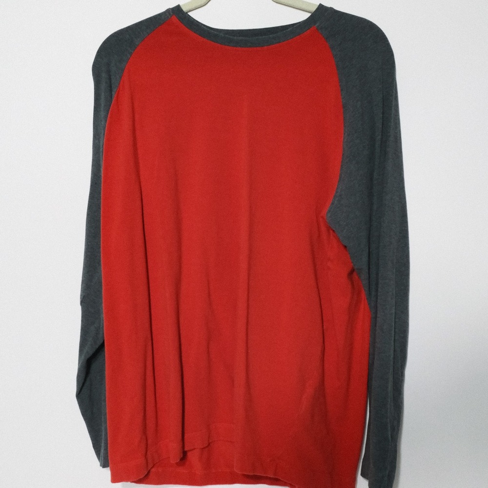 Zegna Sport Baseball Tee Mens Raglan Long Sleeve XL Red Grey Italy